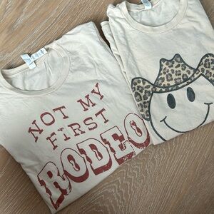 Set of 2 graphic tees. Pink Lily Size Small.